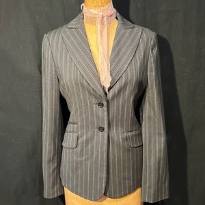 BCBG 2-button pinstripe tailored men’s wear longline blazer-NWOT
